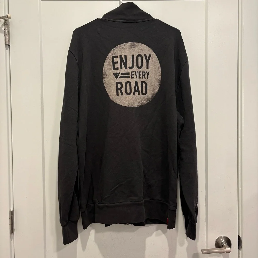 Dainese Motorcycle Full Zip‎ Sweater Black Enjoy Every Road Graphic Jacket XL